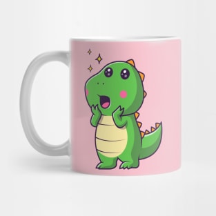 Cute Baby Dino Surprised Cartoon Mug